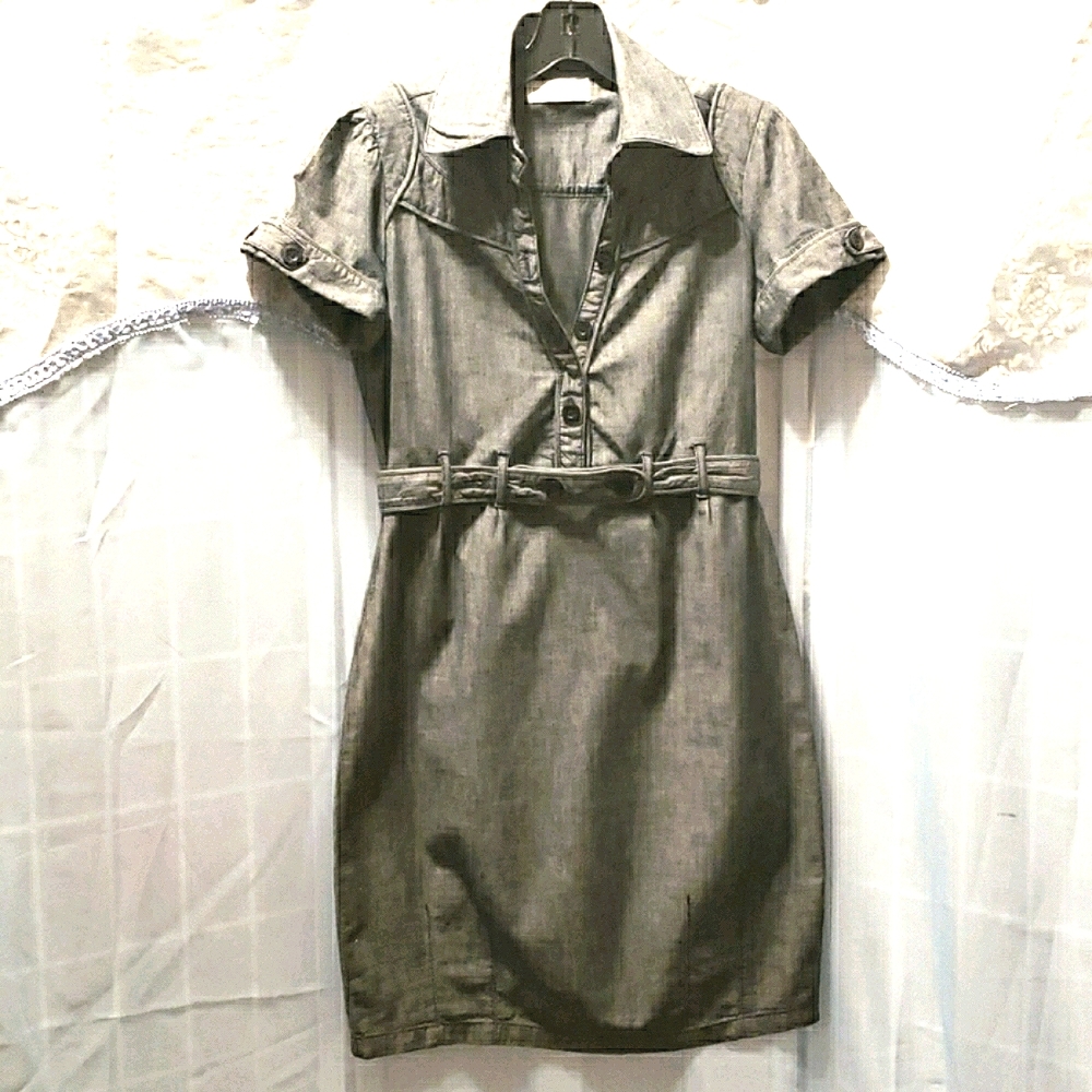 THE XDYE COLLECTION SHORT SLEEVE DENIM DRESS SZ M